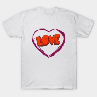 Womens Love Cursive Heart Design Cute Stylish Valentine's Day T Shirt T-Shirt